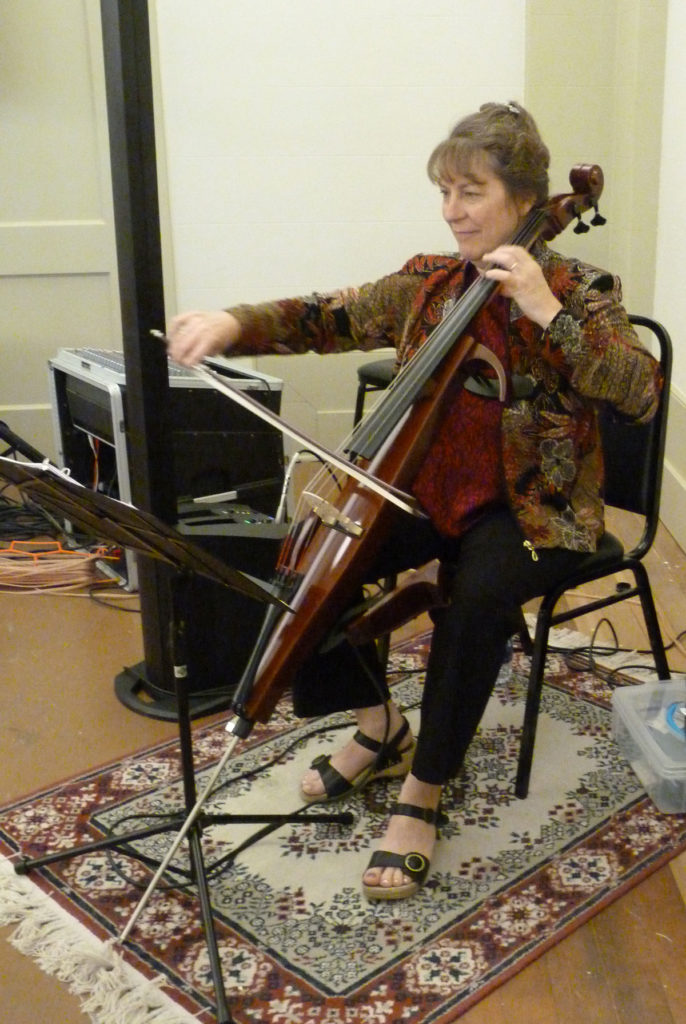 Marlene playing the electric cello